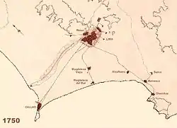 Urban area of Lima and Callao in 1750