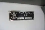 「ČKDタトラ」の銘板