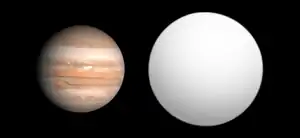 TrES-3と木星の大きさの比較