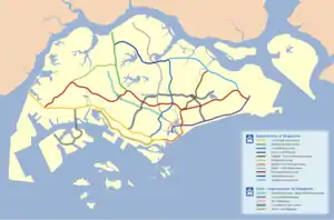 シンガポールの高速道路路線図