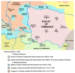 1699年のオーストリア帝国・軍政国境地帯の範囲