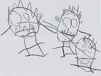 子供が描いた家族の絵。