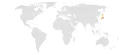 FijiとJapanの位置を示した地図