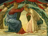 The Coronation of the Virgin (detail) (c. 1480)Tempera on panel, 90.2 × 223 cm, ナショナル・ギャラリー (ワシントン)