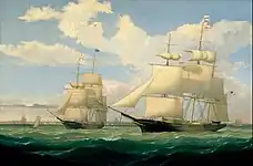 ボストン港の "Winged Arrow"と"Southern Cross" (1853) シンシナティ美術館蔵