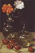 水差し(クットロルフ)と桜桃のある静物画