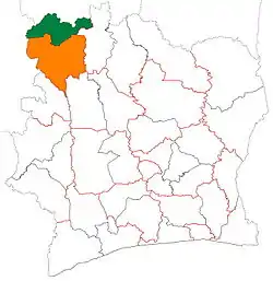 ホロン州(緑)とデンゲレ地方(緑+橙)