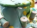 裁縫セットを模したフォンダンのケーキ