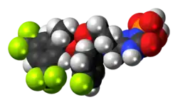 Space-filling model of the fosaprepitant molecule
