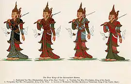 一番右がヴェッサヴァナー(多聞天) 1906年 ビルマ
