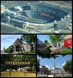 ジレット・スタジアム、メモリアル・ホール、ペイトリオット・プレイス、ウェルカムサイン、会衆派教会とオルフェウム劇場