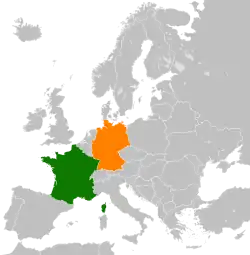 フランスとドイツの位置を示した地図