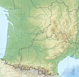 オリ山の位置(フランス南西部内)