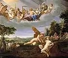 フランチェスコ・アルバーニ『メルクリウスとアポロン』（1635年） フォンテーヌブロー宮殿所蔵