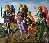 フランチェスコ・ボッティチーニ（英語版）『三人の大天使とトビアス』1470年頃 ウフィツィ美術館所蔵