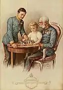 フランツ・ヨーゼフ1世と父カール大公とともに(1915年)