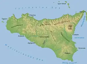 シチリアの地図