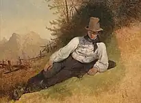 牧草地に横たわる農場の少年(1830s)