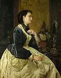 宝石を置く婦人