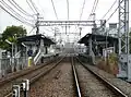 尼崎側踏切より臨む駅構内(駅舎改築前)