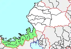 嶺南の自治体
1. 敦賀市 / 2. 小浜市 / 3. 美浜町 / 4. 高浜町 / 5. おおい町 / 6. 若狭町