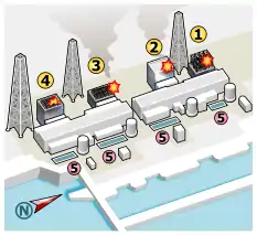 事故状況（1-4号機およびトレンチ）