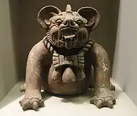 「コウモリの神」またはジャガーの形をした骨壷、オアハカ(メキシコ)、300-650年
