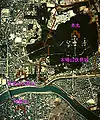 指月城と木幡山伏見城関係位置図/国土交通省 国土地理院 地図・空中写真閲覧サービスの空中写真を基に作成