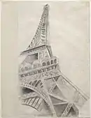 1926-28, 「エッフェル塔」, Conté crayon on paper, 62.3 × 47.5 cm, ソロモン・R・グッゲンハイム美術館, New York, The Hilla Rebay Collection