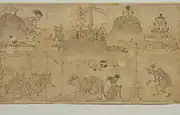 餓鬼草紙（東京国立博物館本）に描かれた五輪塔（左下）