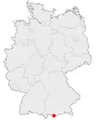 Deutschlandkarte, Position von Garmisch hervorgehoben