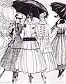 『Gazette du Bon Ton』に掲載された、ヴァランティーヌ・ユーゴー (Valentine Hugo) による、 1915年のモードのグラビア。