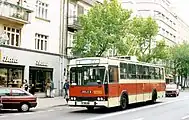 路線バスと同型車体を有するトロリーバス車両（1995年撮影）