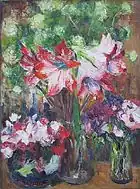 アマリリスのある花の静物画　）１９２４）