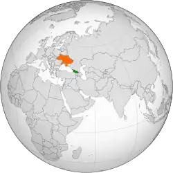 GeorgiaとUkraineの位置を示した地図