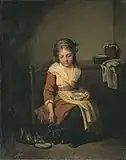 『室内の少女と猫』、個人所蔵。