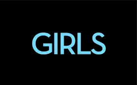 The word "GIRLS" written in blue on a black background