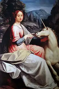 ルカ・ロンギ『貴婦人と一角獣』1507年ごろ サンタンジェロ城所蔵