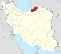 イランにおけるゴレスターン（塗りつぶし部）。