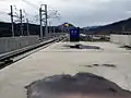 ホーム終端にある駅名板