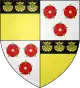 Quarterly, 1st and 4th: Or a chief sable three escallops of the field (for Graham); 2nd and 3rd: Argent three roses gules barbed and seeded proper