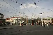 グラーツ市内の交通の要衝であるヤコミニ広場電停(2009年撮影)