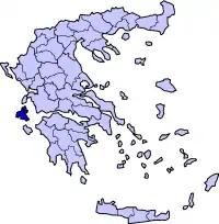 ギリシャにおけるケファリニア県の位置
