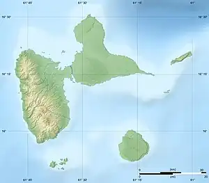 スフリエール山の位置(グアドループ内)