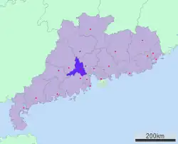 広東省中の仏山市の位置