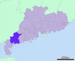 広東省中の茂名市の位置