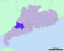 広東省中の雲浮市の位置