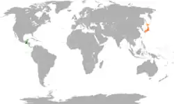 GuatemalaとJapanの位置を示した地図