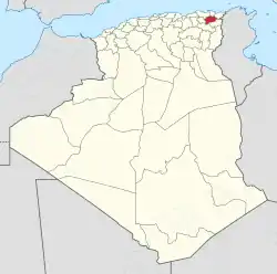 Map of Algeria highlighting Guelma