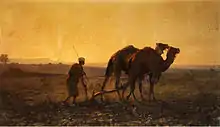 『夕暮れにラクダを使って耕す農民』(c.1887)ギュスターヴ・ギヨメ(1840-1887)